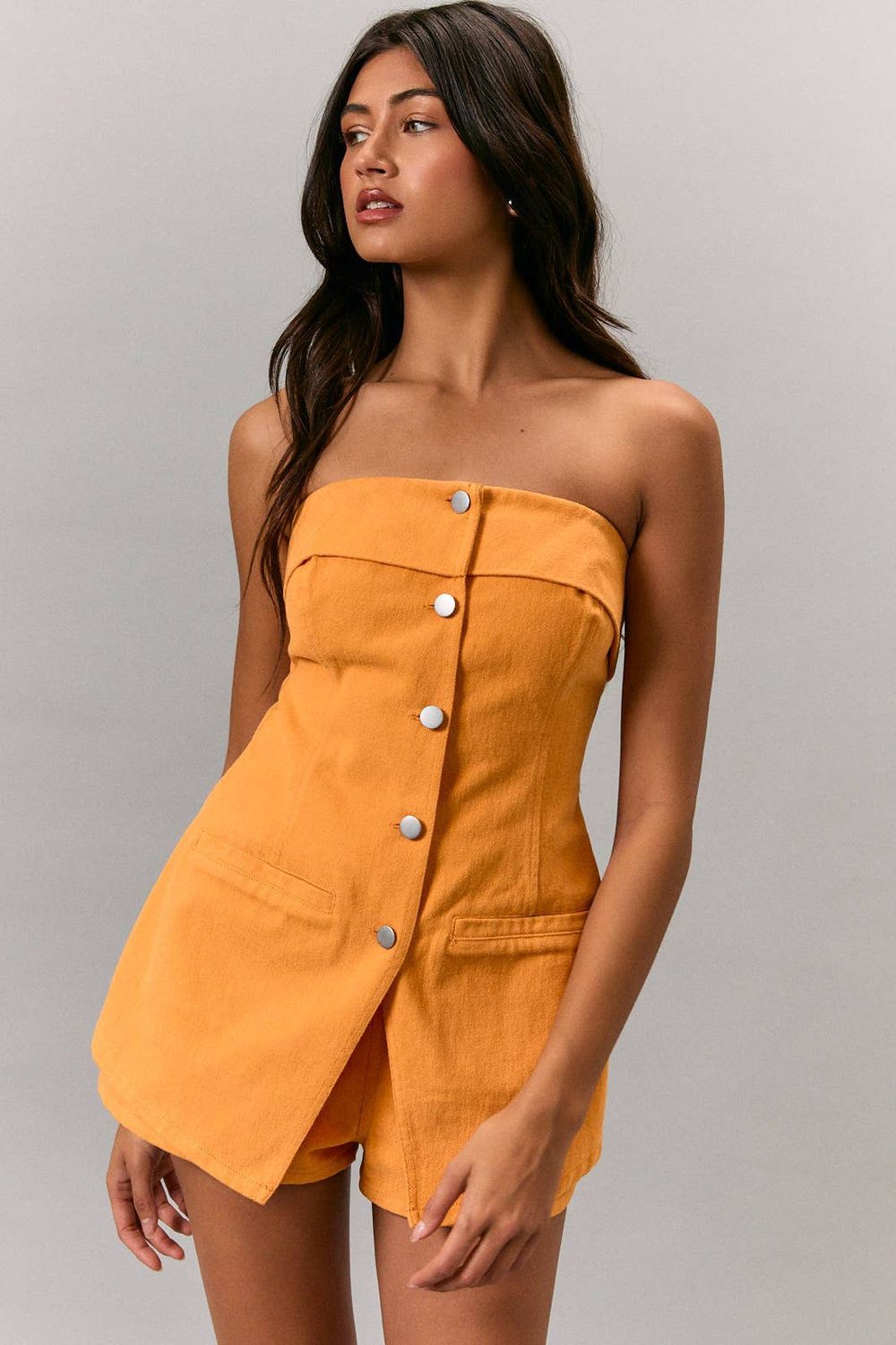 STRAPLESS WITH TWILL ROMPER