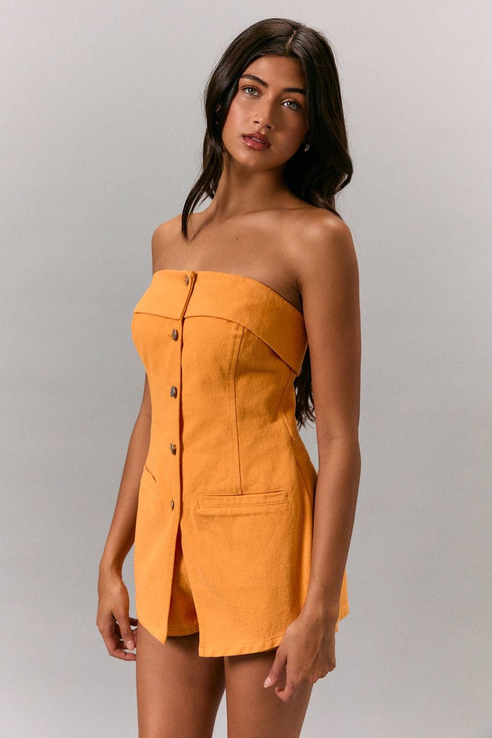 STRAPLESS WITH TWILL ROMPER