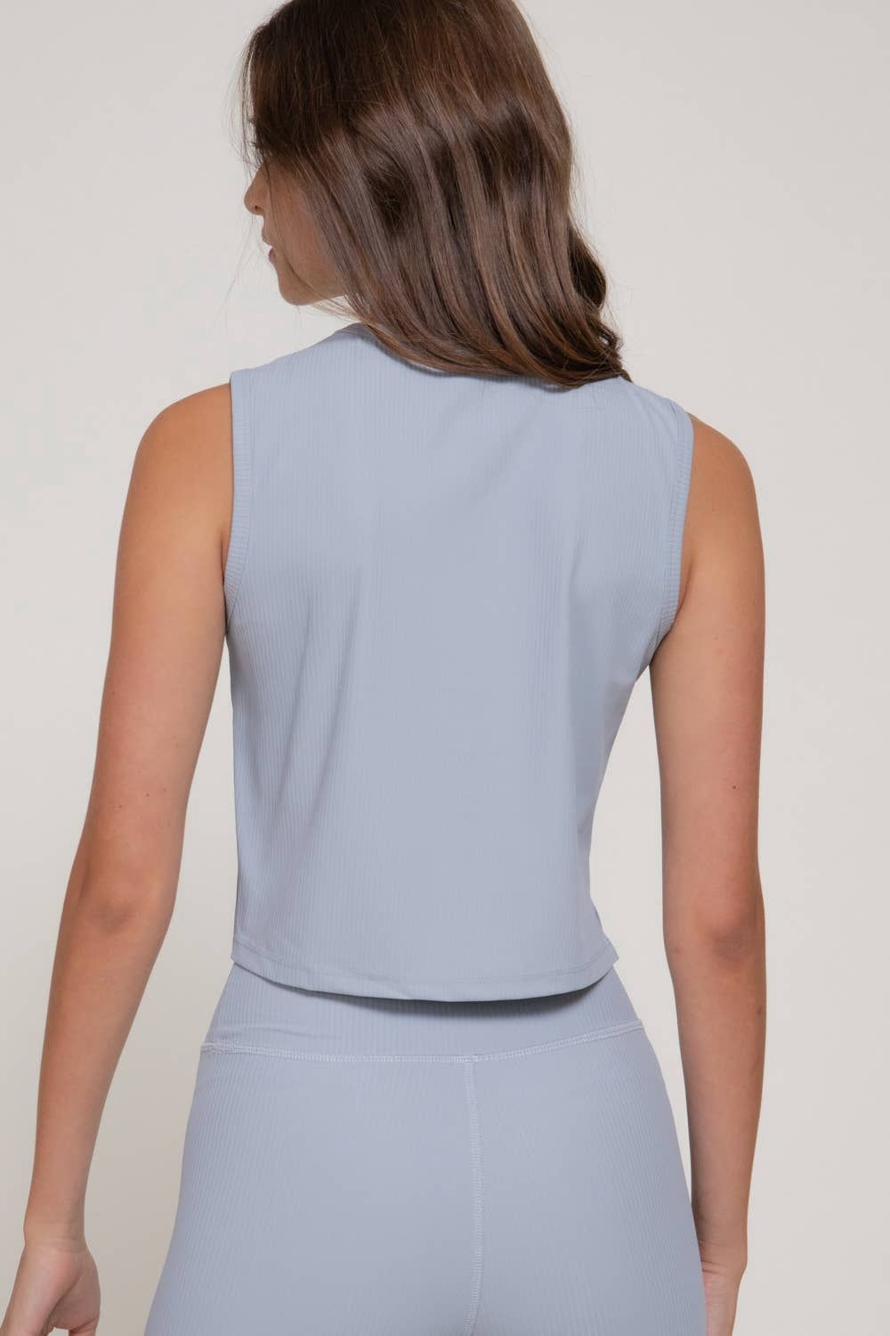 Sleeveless Round Neck Ribbed Workout Top with Side Slit