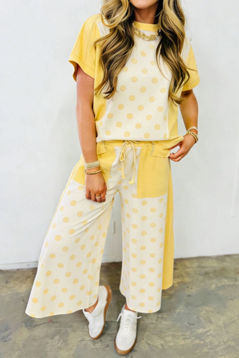 66 Polka Dot Top and High Waist Shorts 2pcs Set (S-XL)
