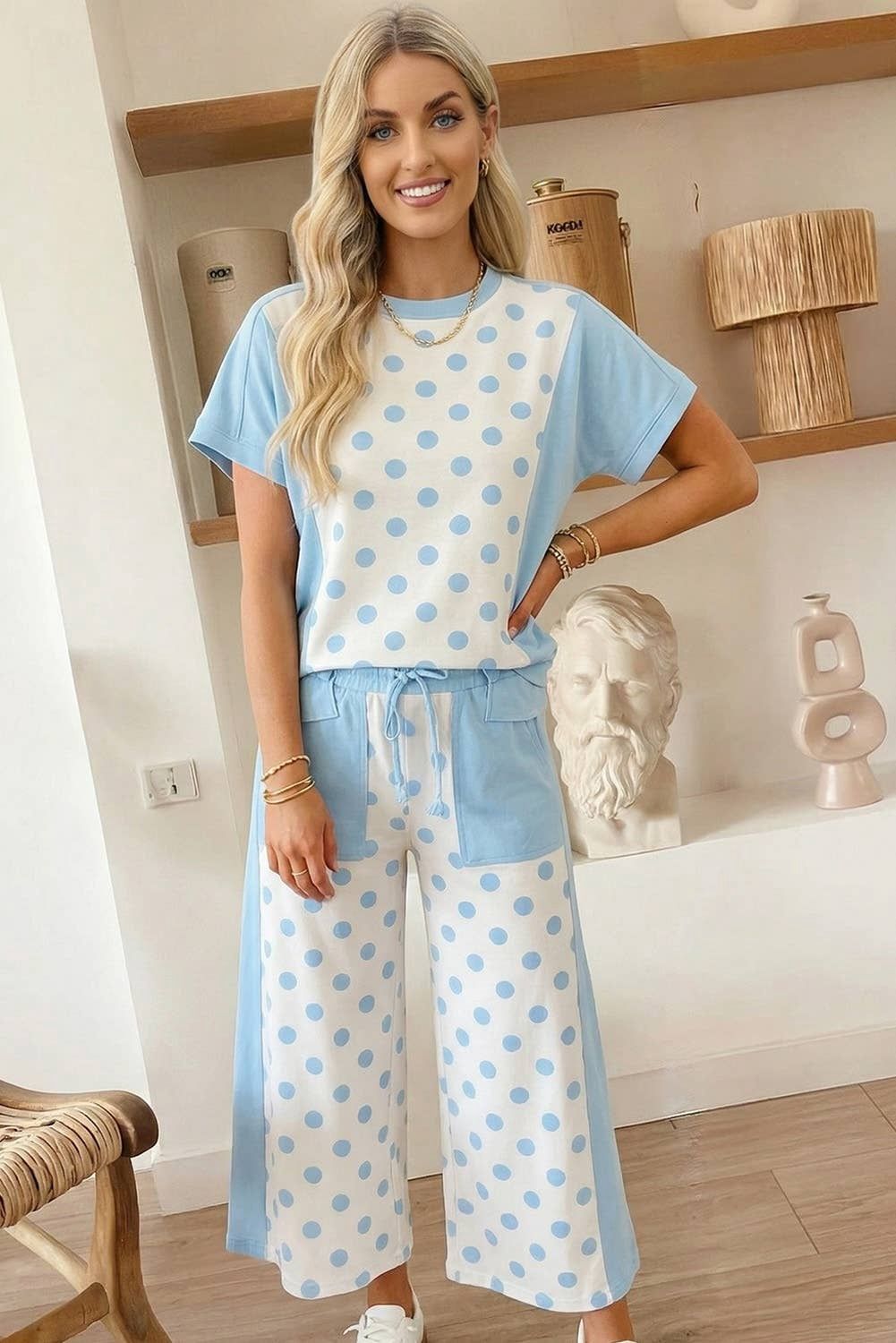 66 Polka Dot Top and High Waist Shorts 2pcs Set (S-XL)