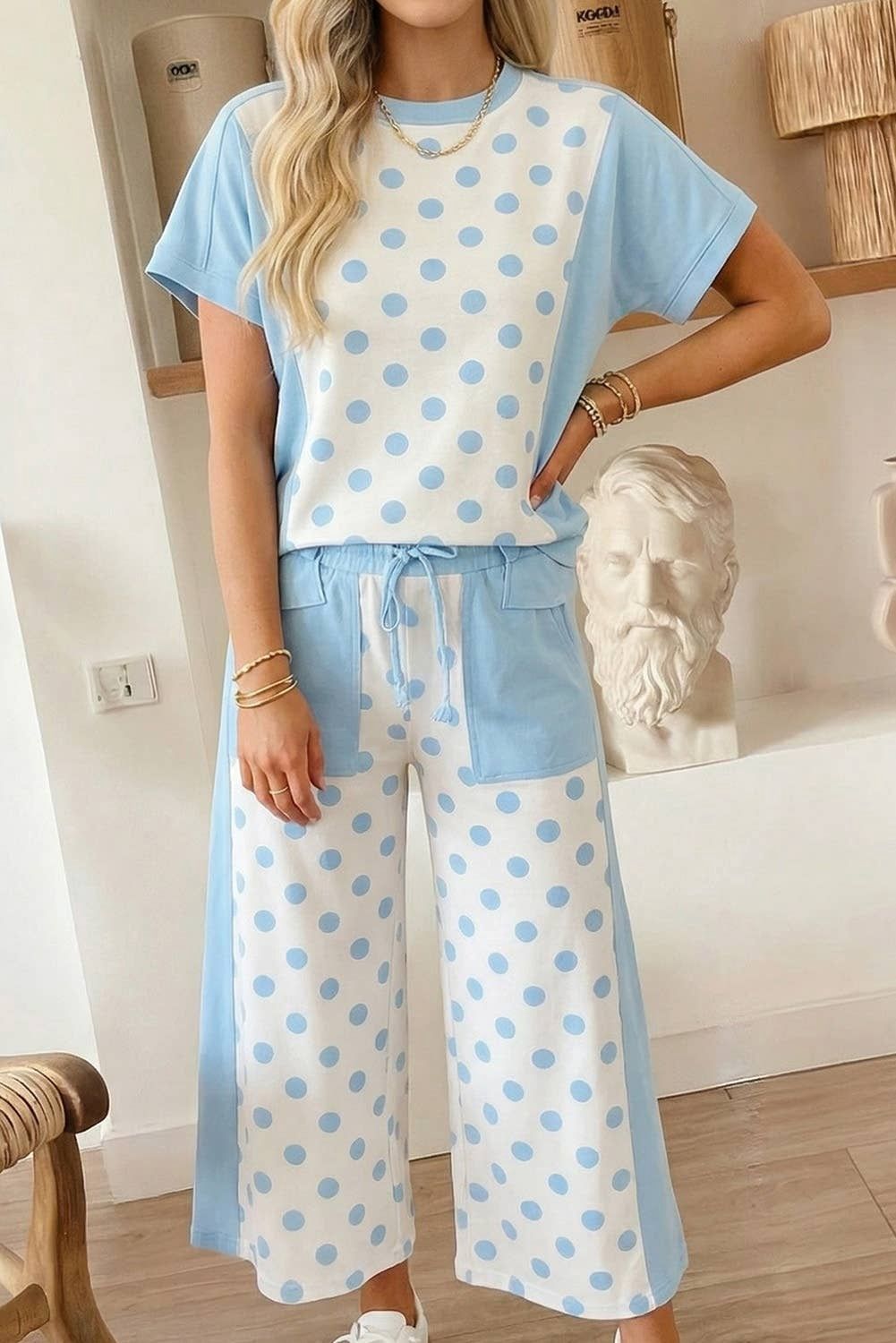 66 Polka Dot Top and High Waist Shorts 2pcs Set (S-XL)