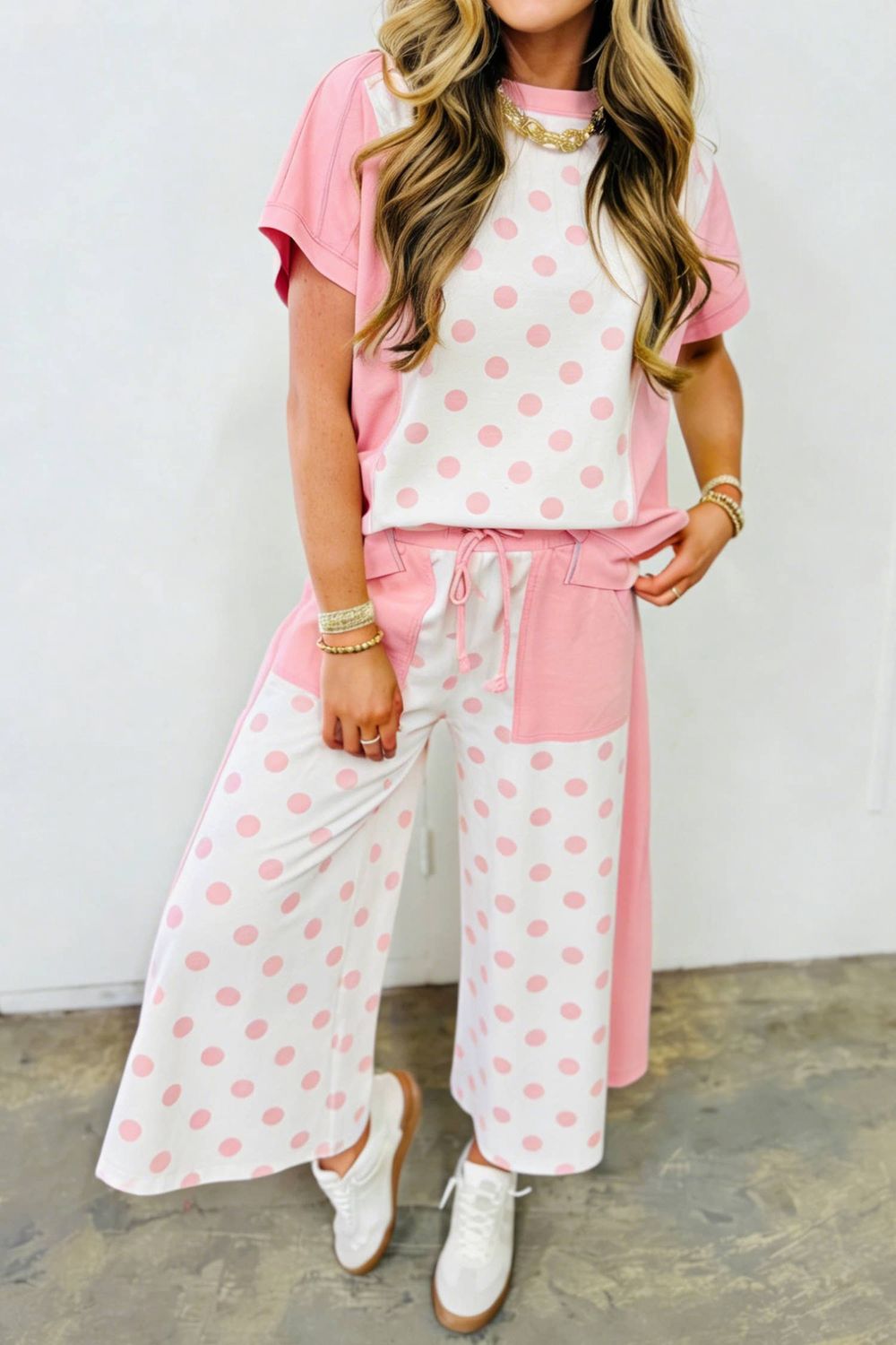 66 Polka Dot Top and High Waist Shorts 2pcs Set (S-XL)