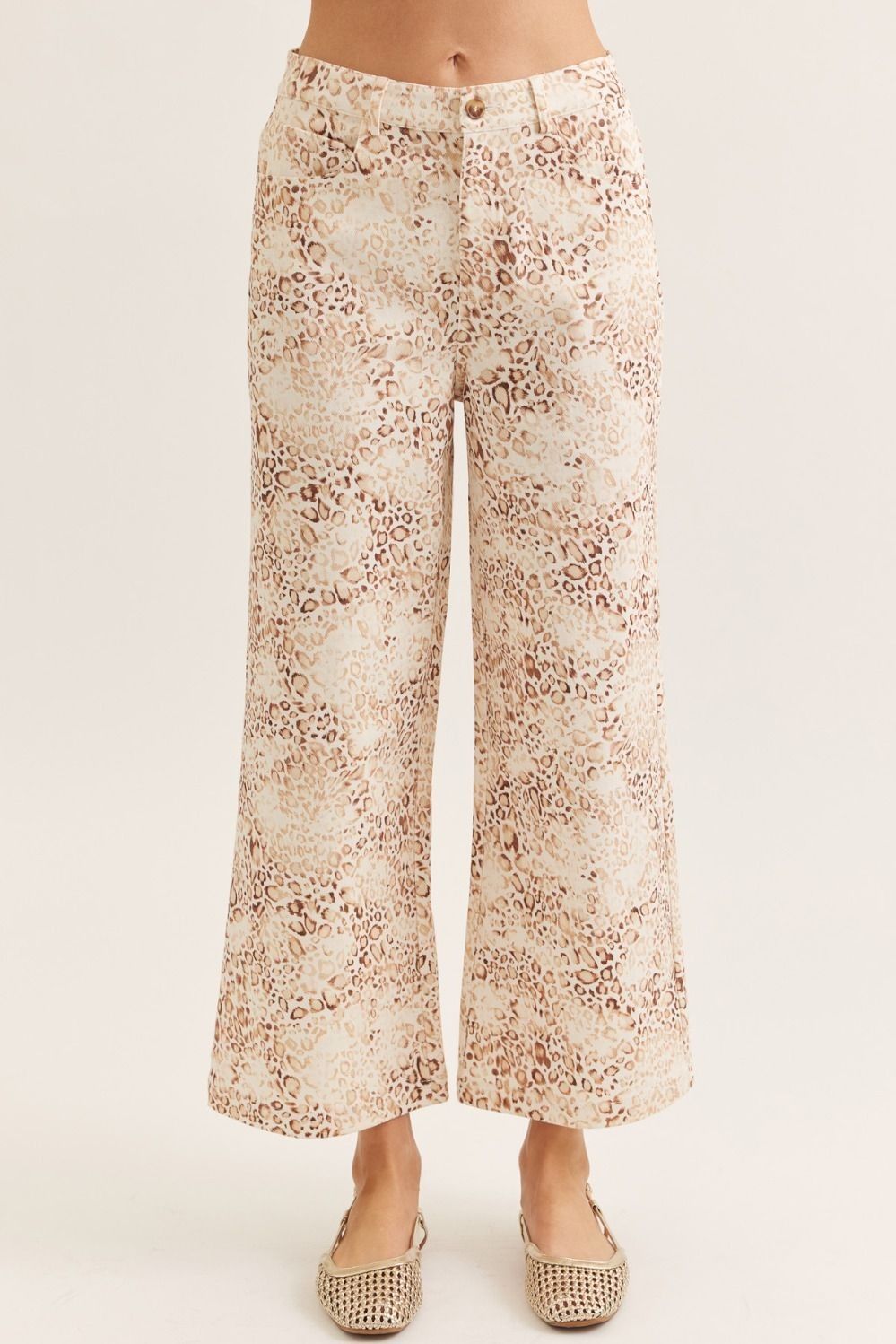 animal print crop denim pants