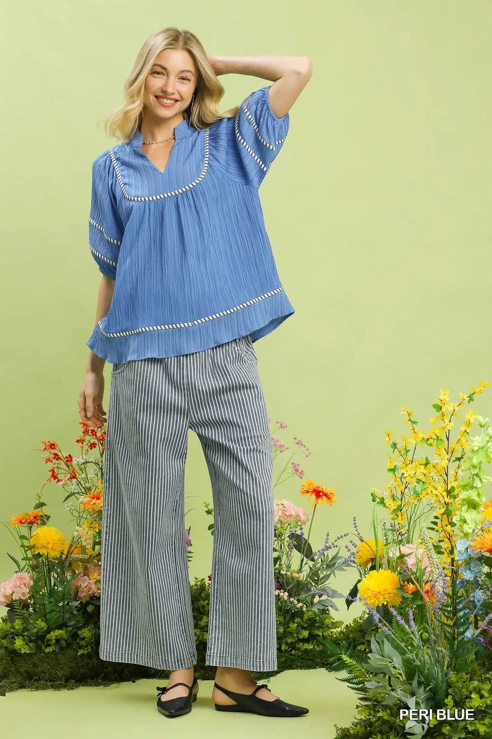 Stripe trim top by umgee