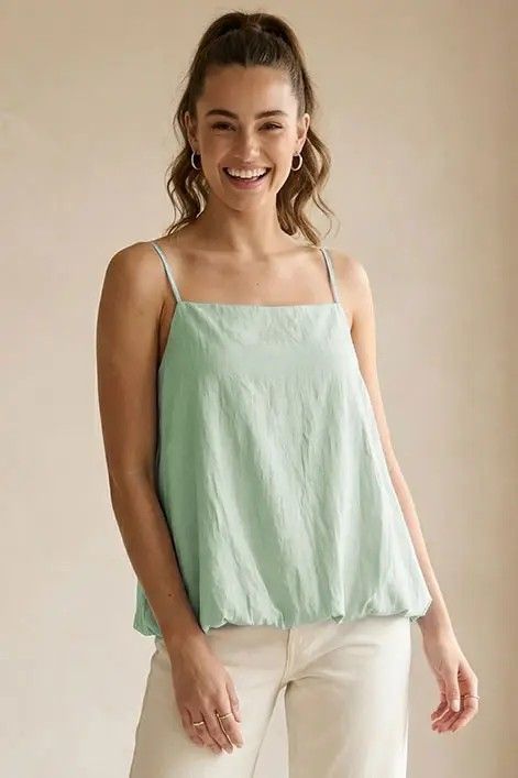 Billowy Cami Top with Bubble Hem1