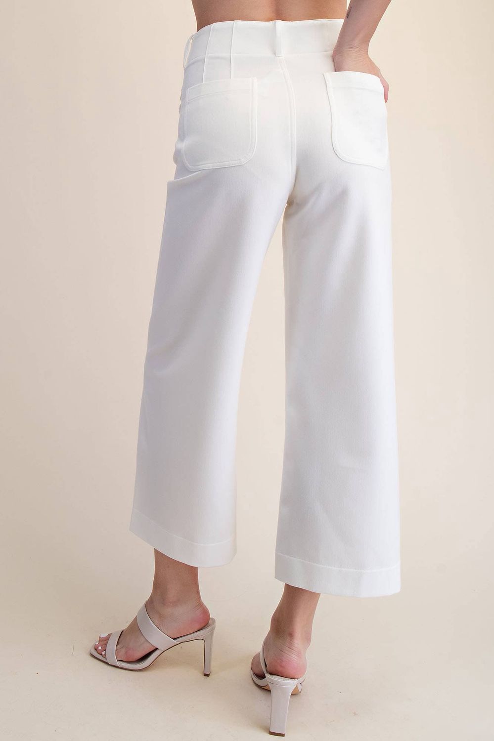 Colette Pants - Cropped Scallop Pocket Wide-Leg
