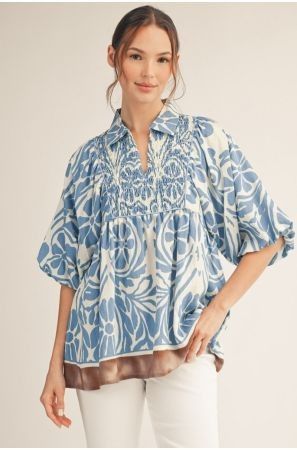 Half sleeves boho floral top
