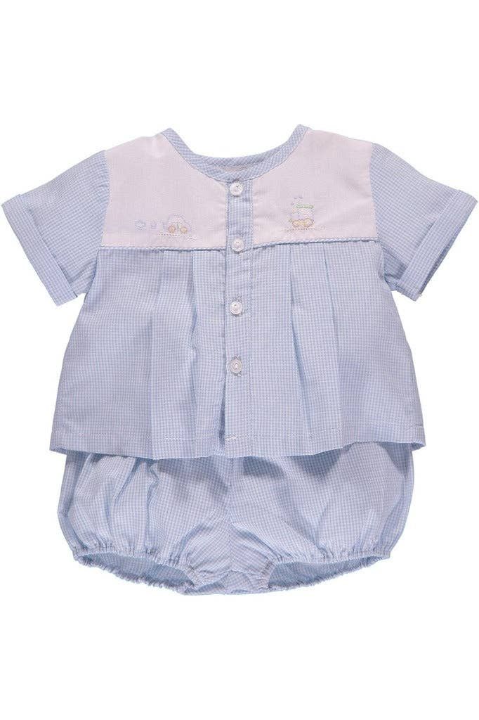 Baby Boy Spring 2pc. Diaper Set/Creeper - Blue Gingham