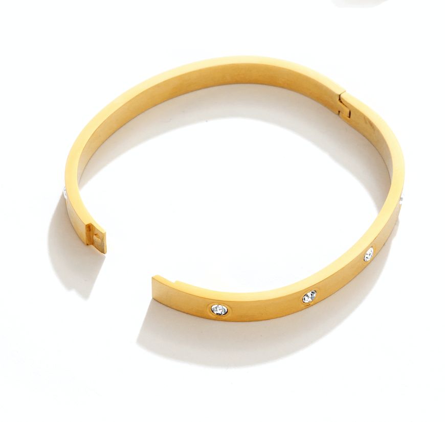 Cubic Zirconia Hinged Bracelet, Water Resistant