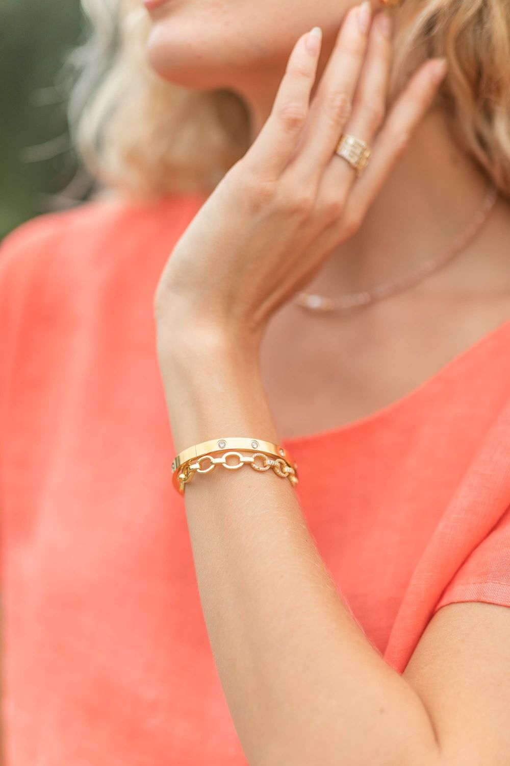 Cubic Zirconia Hinged Bracelet, Water Resistant