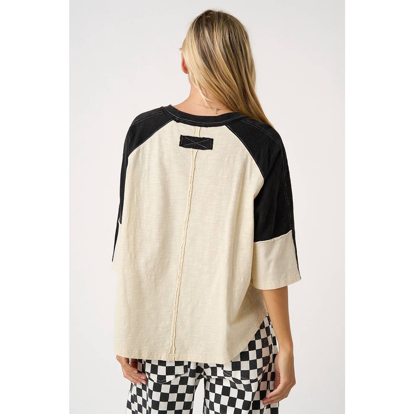 FOOTBALL PATCH MINERAL WASHED COLOR BLOCK TOP