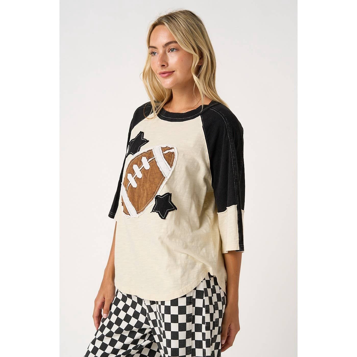 FOOTBALL PATCH MINERAL WASHED COLOR BLOCK TOP