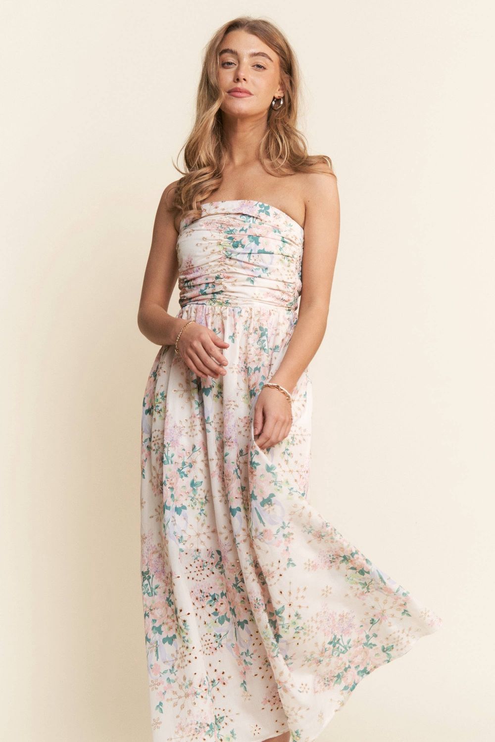 Meadow Ruched Midi Dress