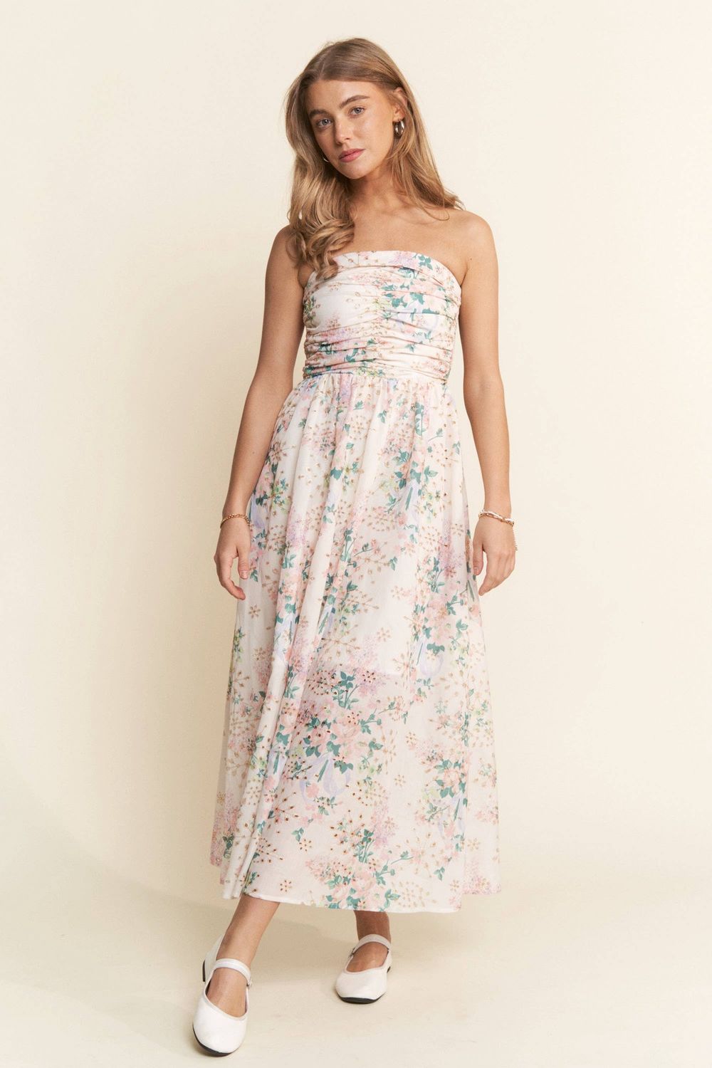 Meadow Ruched Midi Dress