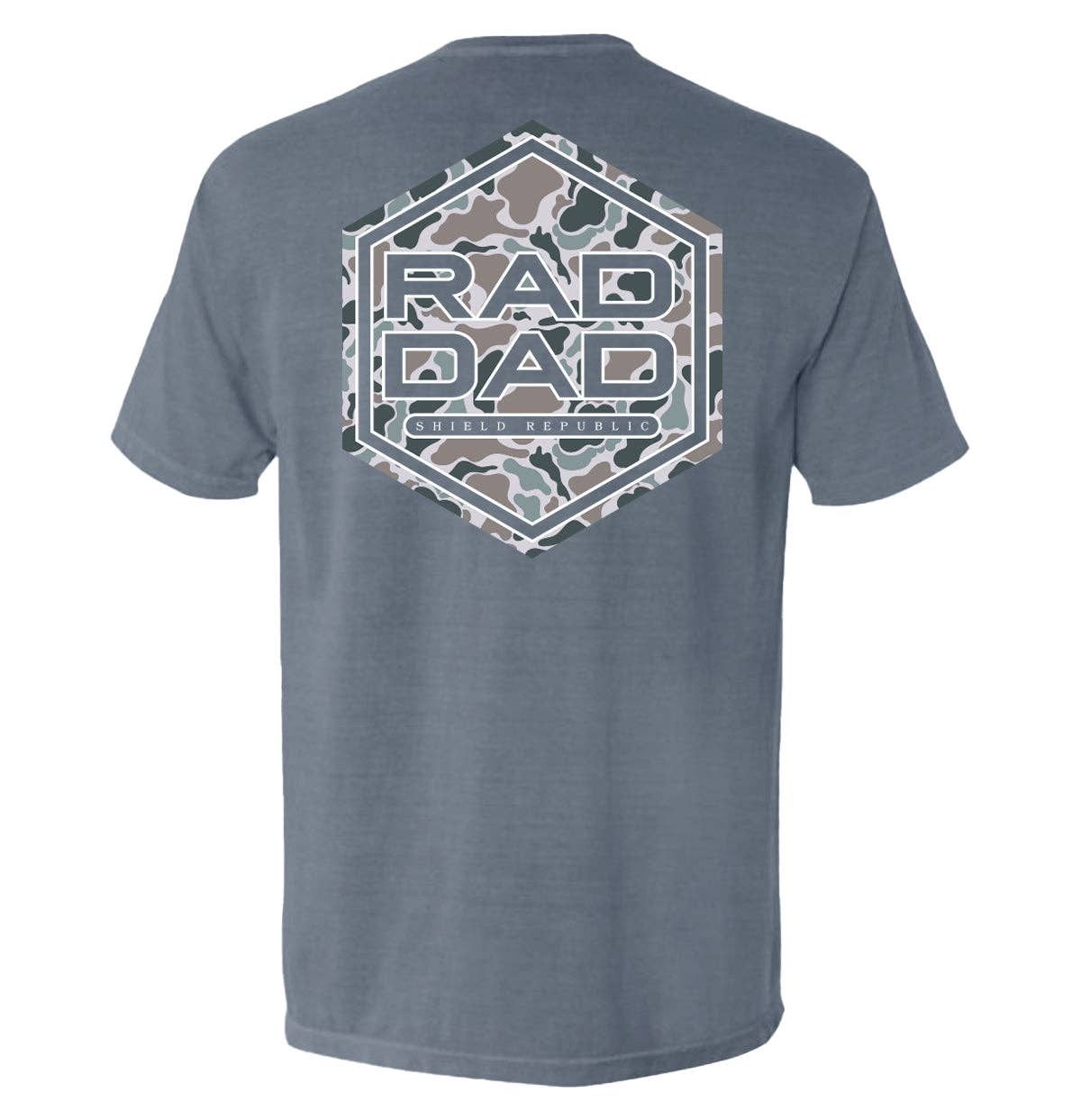 Rad Dad Duck Camo, Color: Blue Jean, Size: M, Style: Comfort Colors Pocket Tee