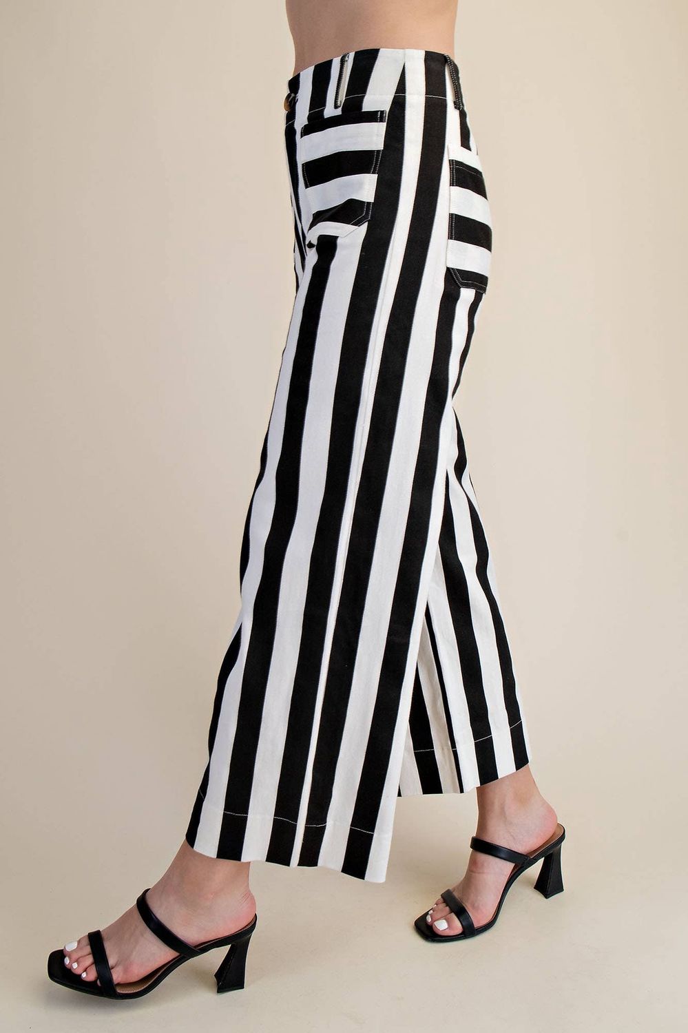 Colette Cropped Wide-Leg Stripe Pants