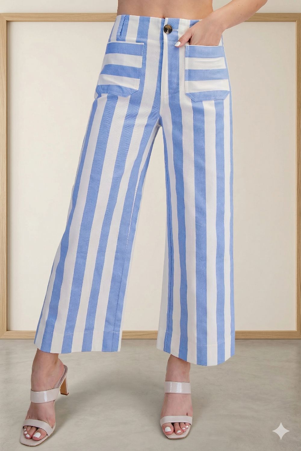 Colette Cropped Wide-Leg Stripe Pants