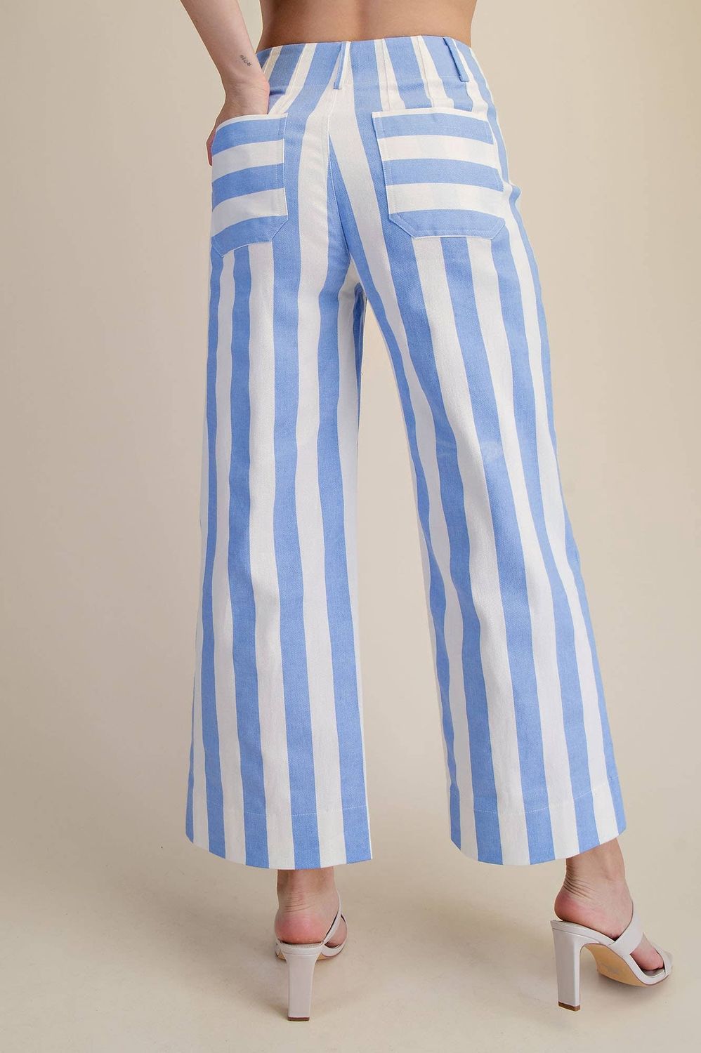 Colette Cropped Wide-Leg Stripe Pants