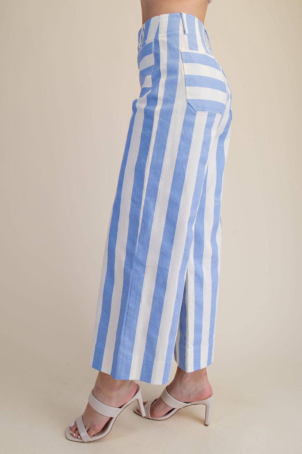 Colette Cropped Wide-Leg Stripe Pants