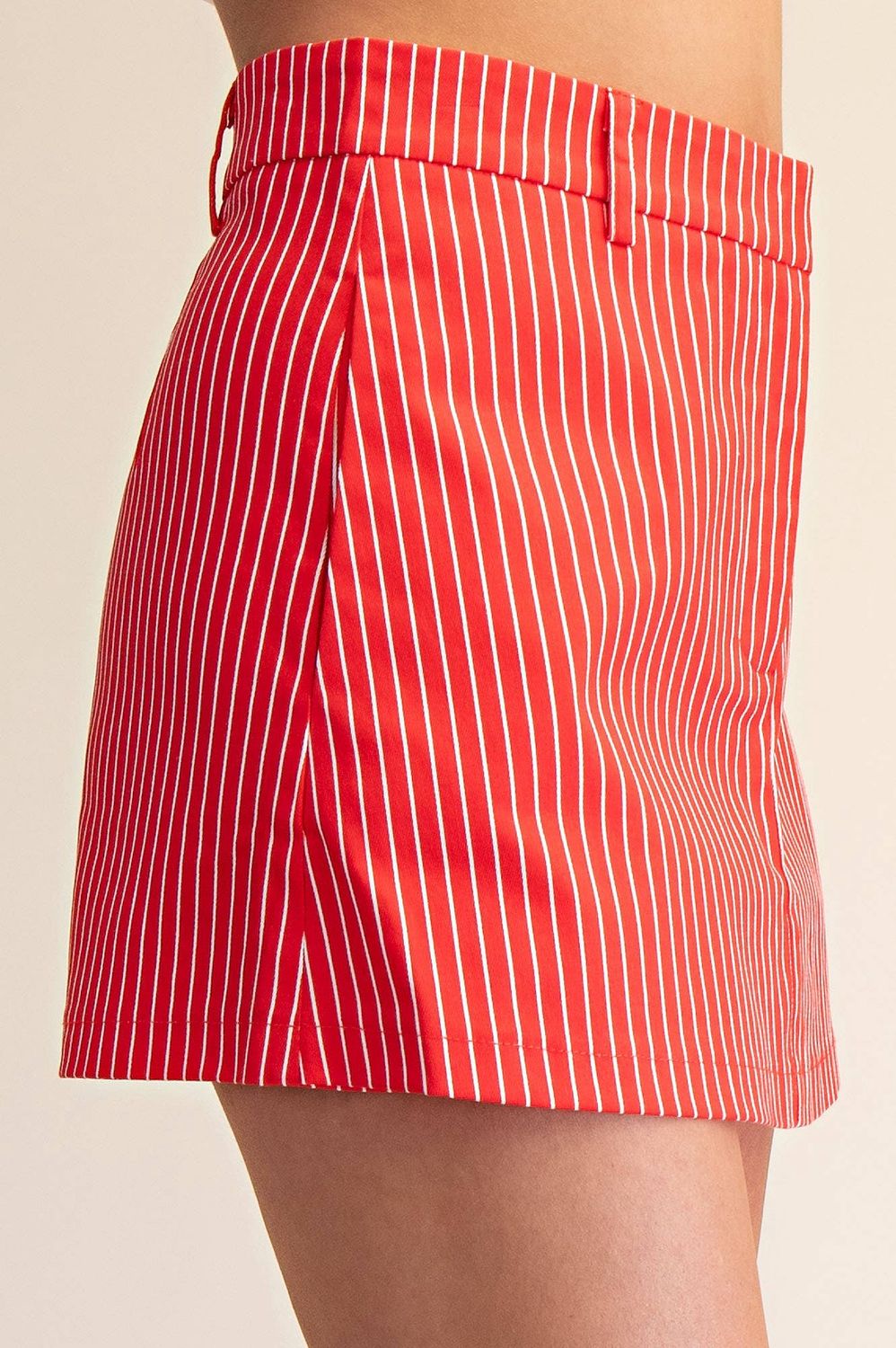 High Waisted Culottes Stripe Skort With Pocket