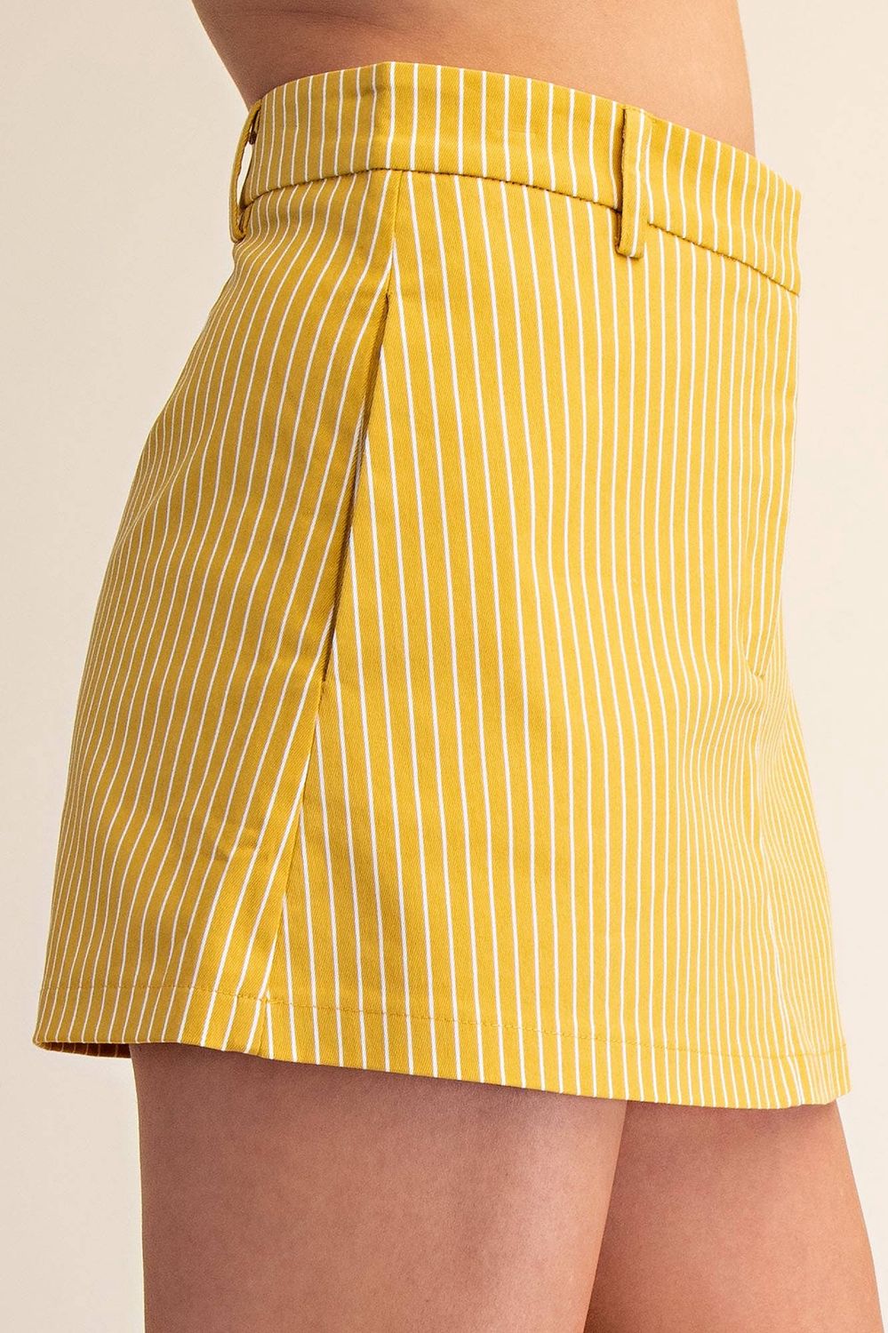 High Waisted Culottes Stripe Skort With Pocket