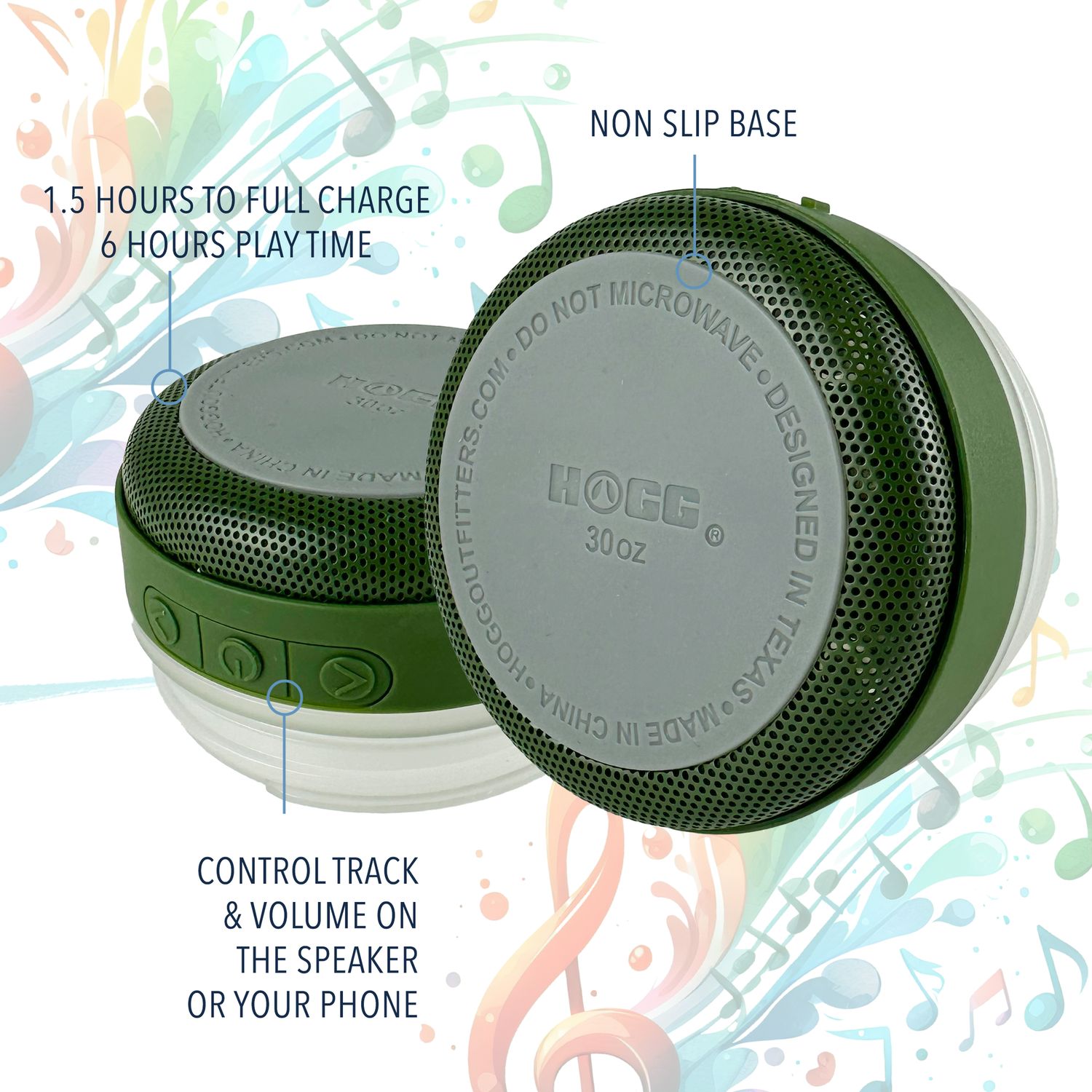 30oz Grippy Speaker Tumbler, Bluetooth Speaker Cup