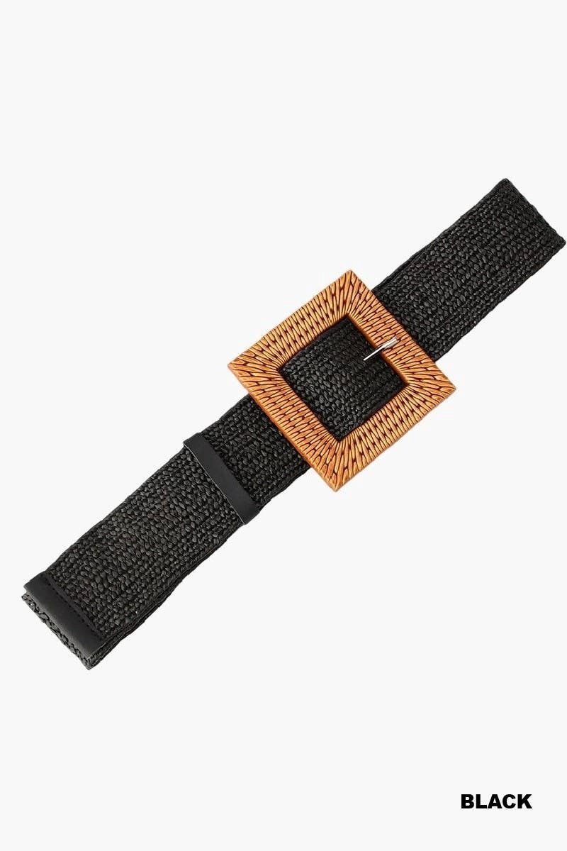 Bohemian Straw Square Pin Buckle Belt