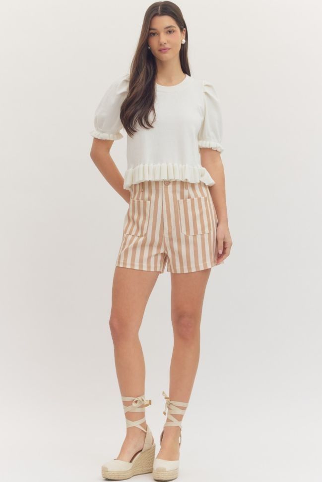 stripe khaki shorts