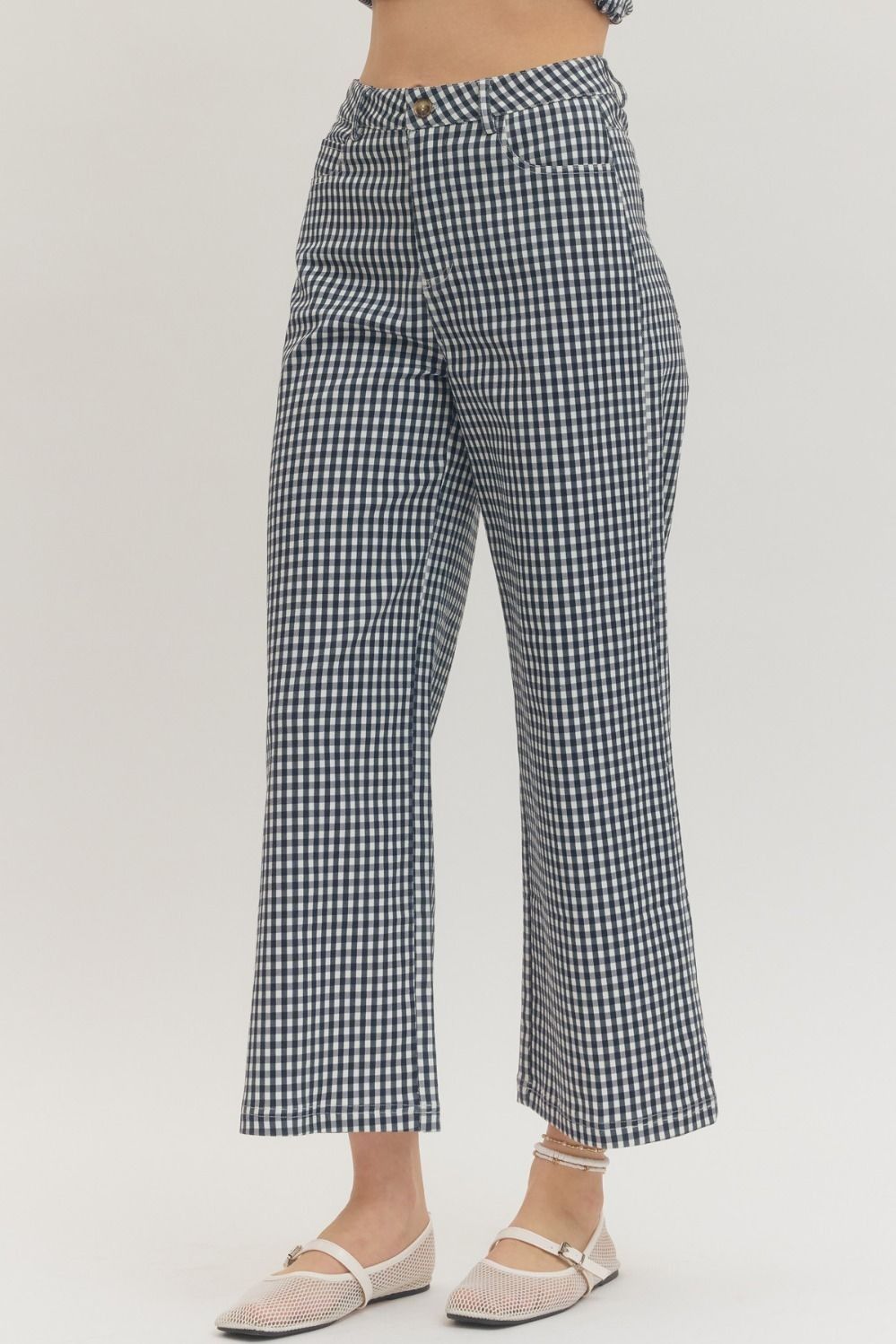 Gingham navy pants