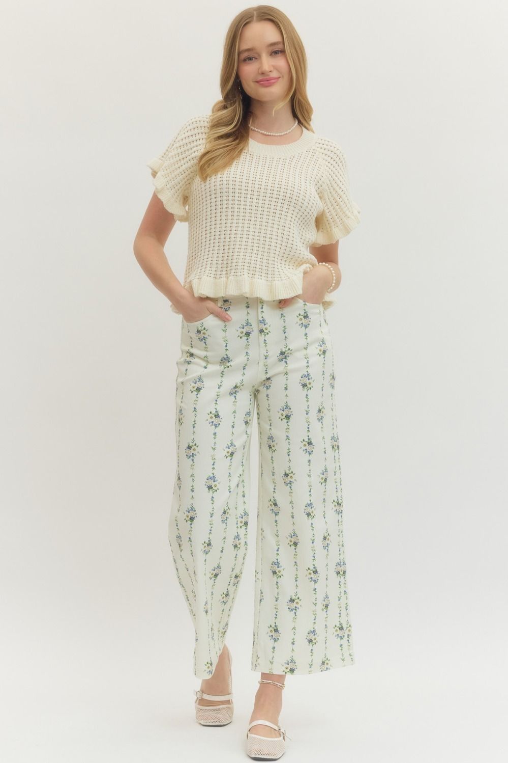 Floral Print Crop Pants