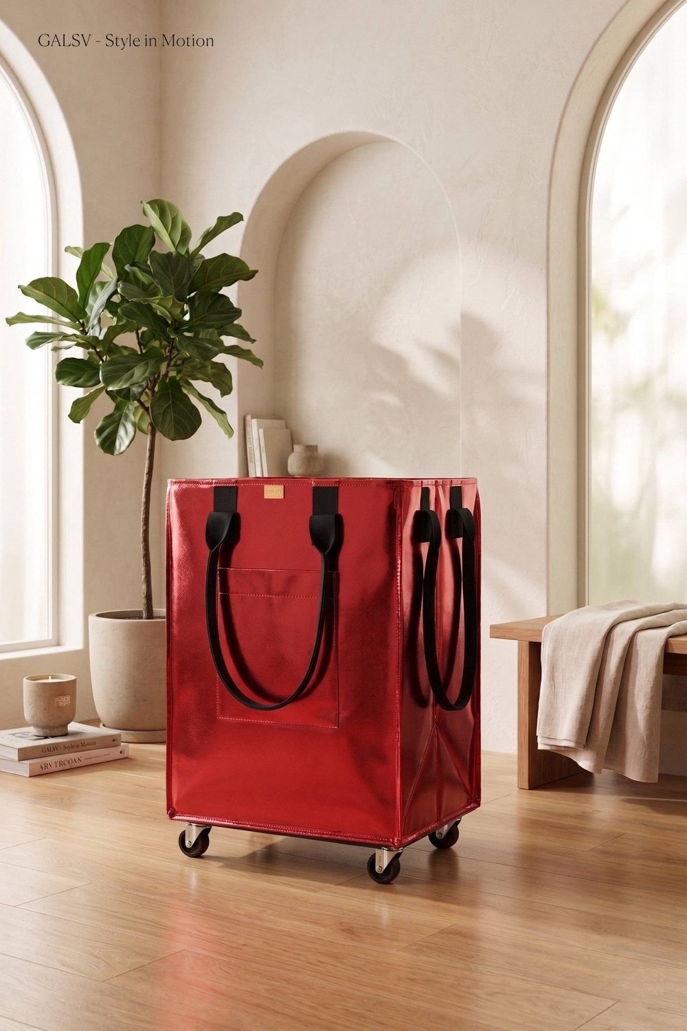RT301 RT302 Market Maxi Hauler with Neoprene Handle, Color: Ruby Red, Size: Medium