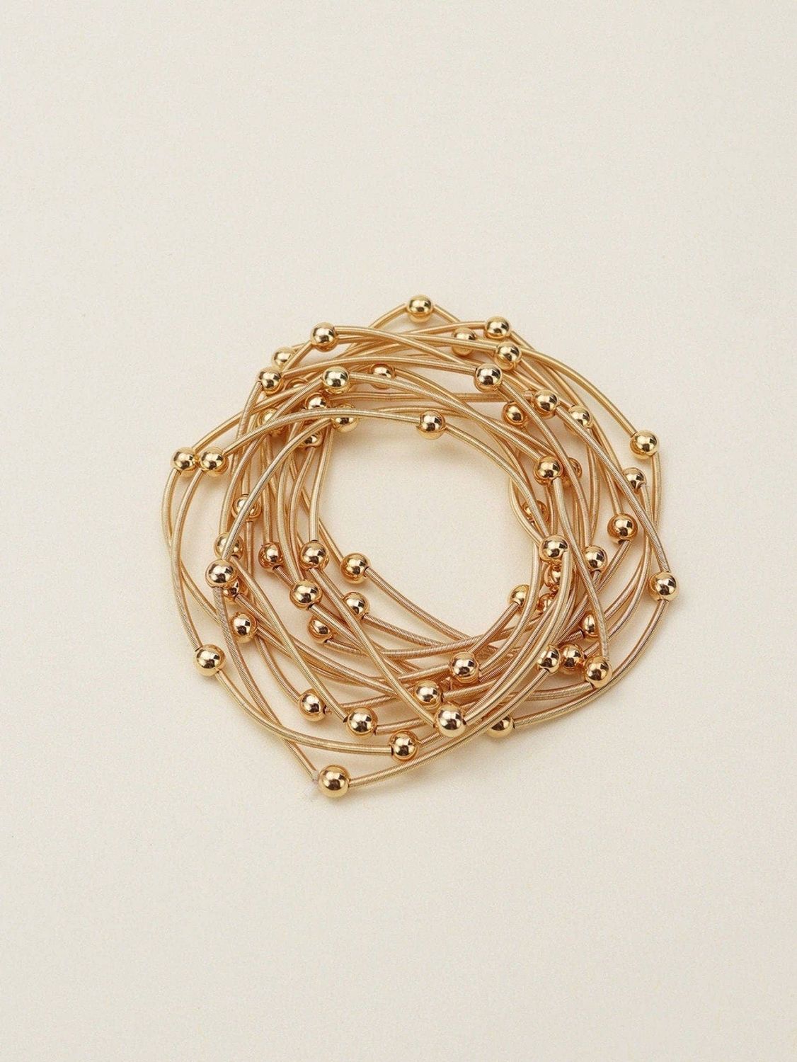 CB2175 Metallic Beads And Coils Bracelet Set