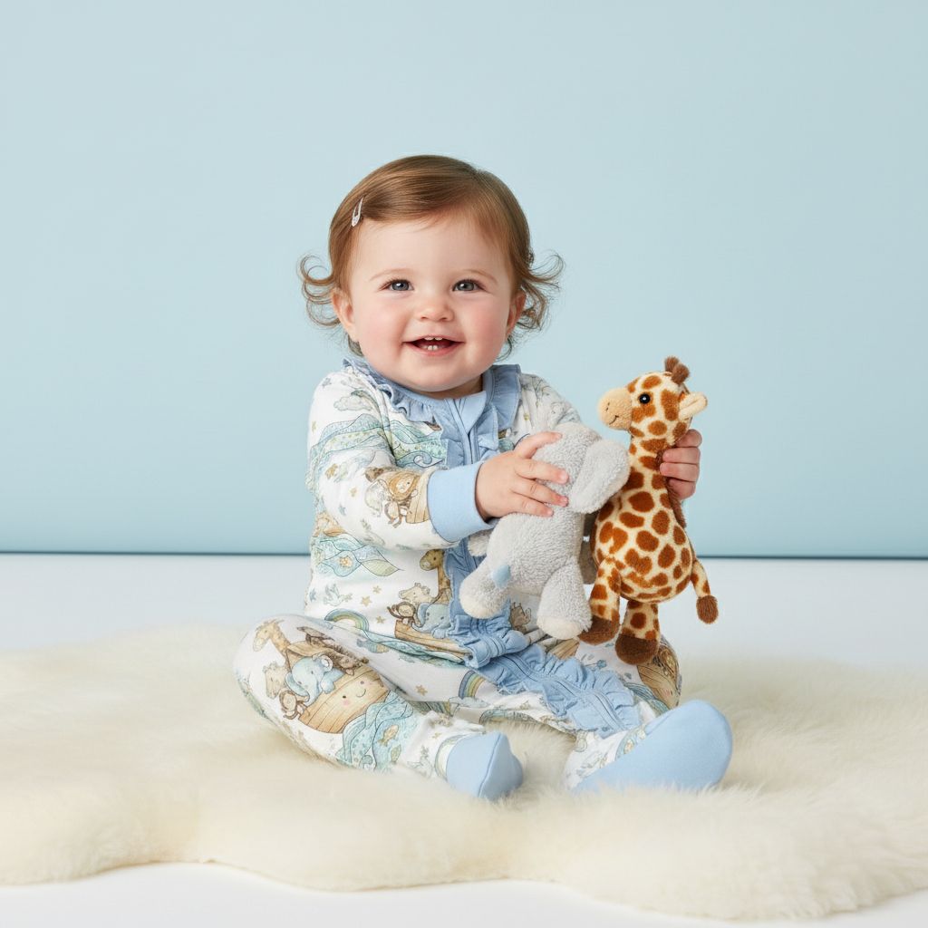 Noah's Ark  Extra Ruffle zippie pajama