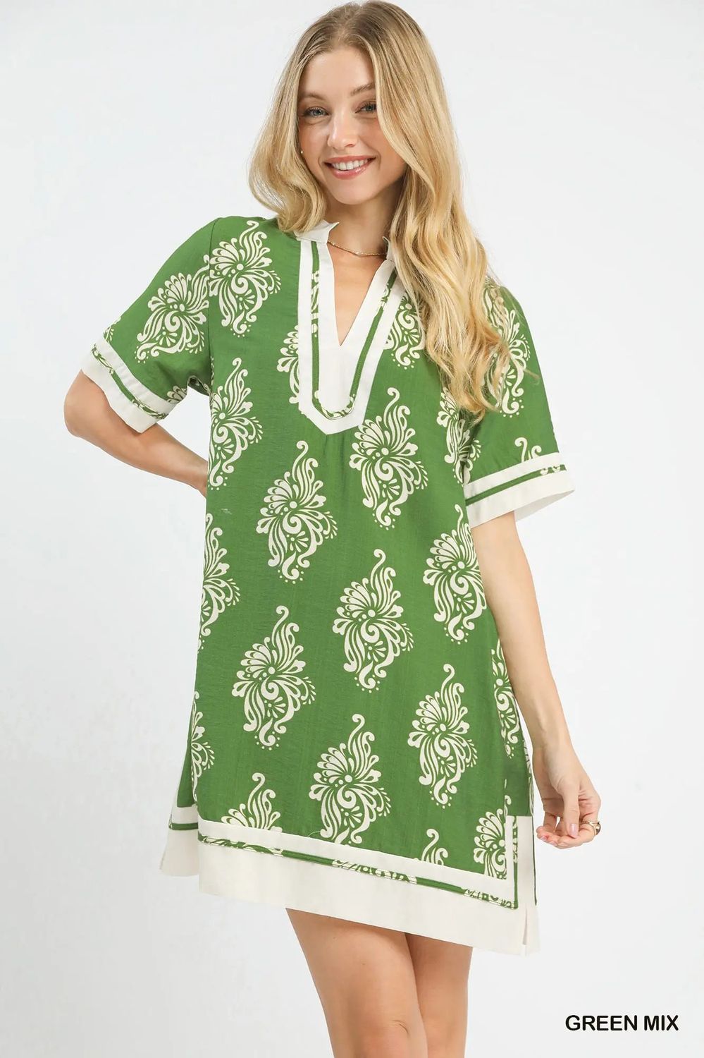 Two tone abstract print Mini Dress