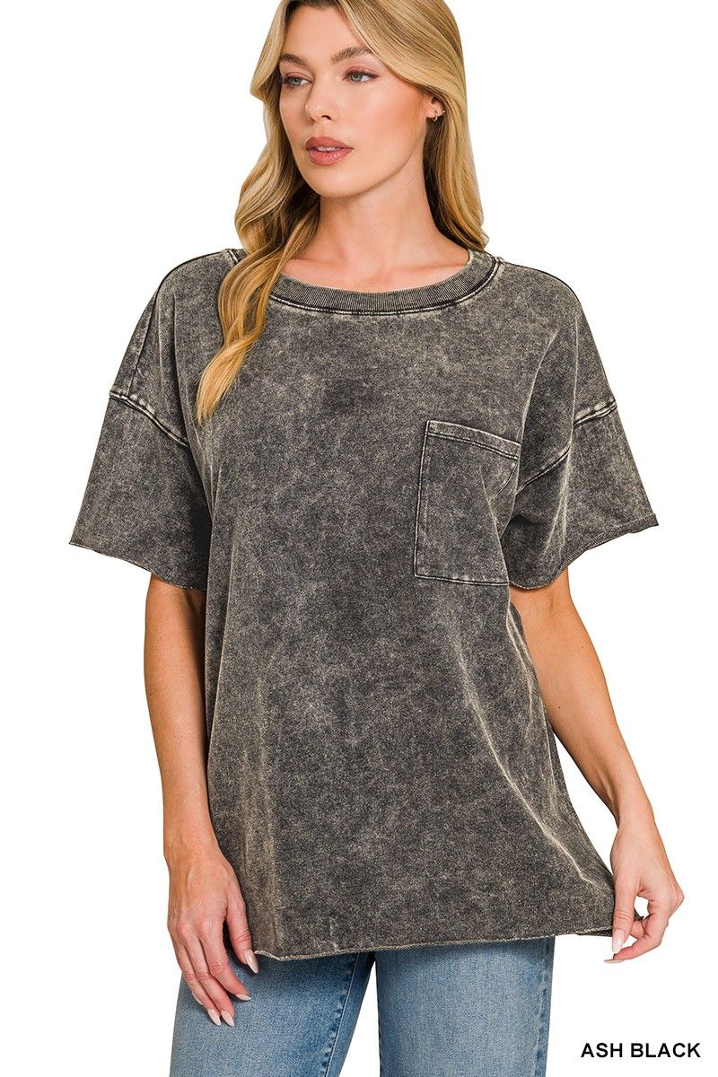 washed terry raw edge top