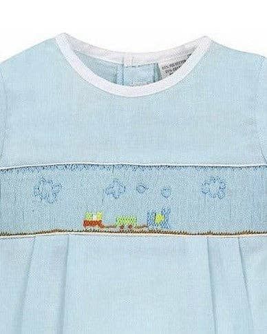 Baby Boy Smocked Train Bubble With Matching Hat