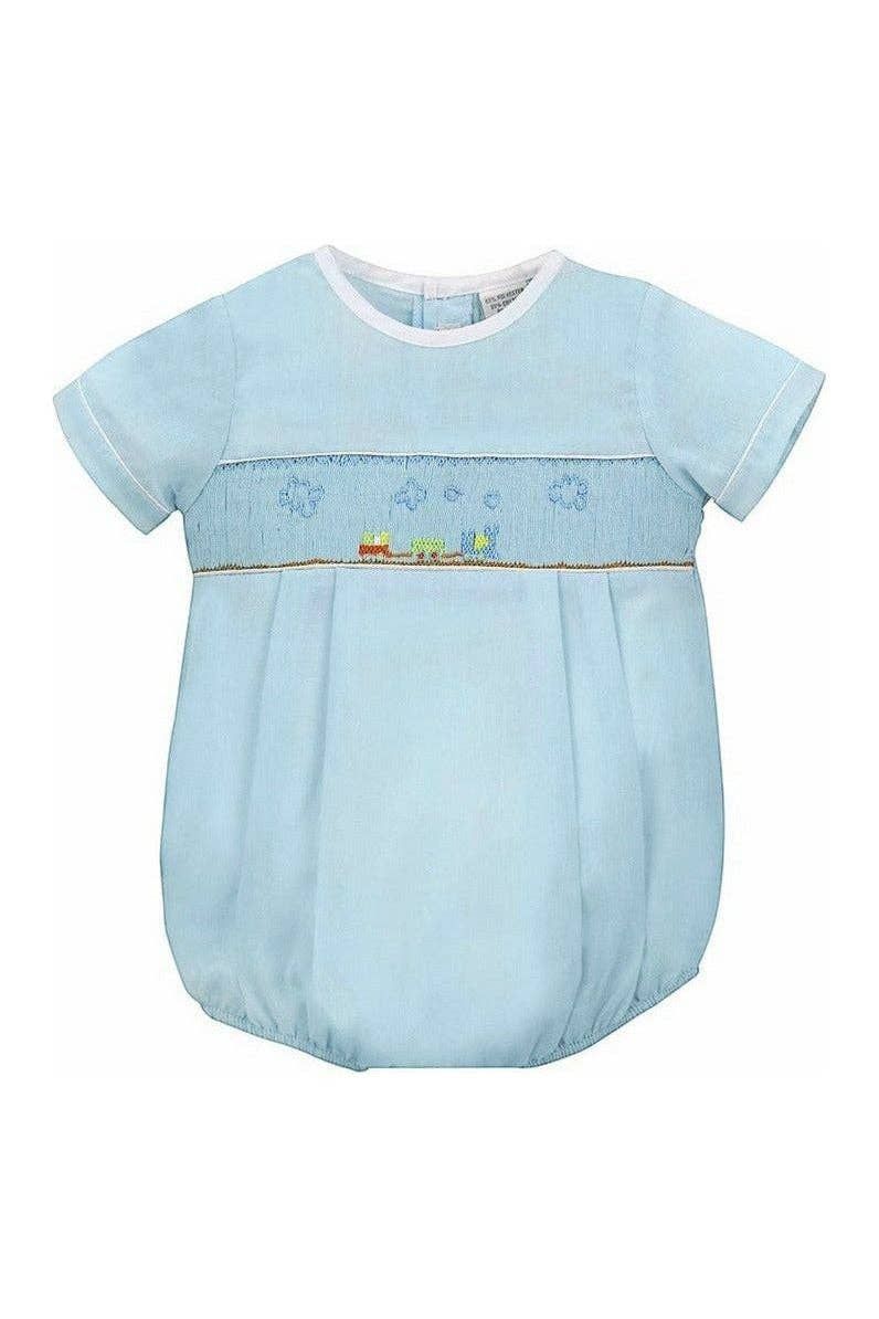 Baby Boy Smocked Train Bubble With Matching Hat