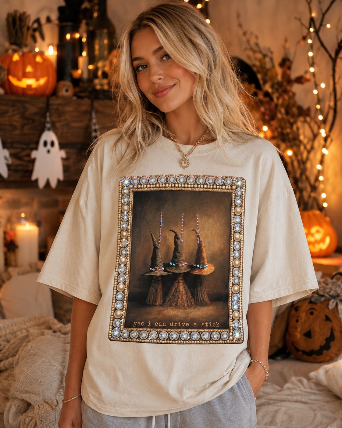 Yes I Can Drive A Stick Cream Graphic Tee 2034
