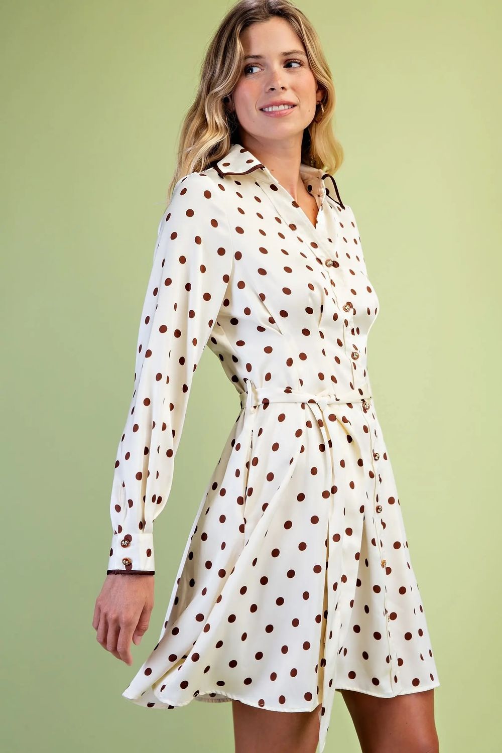 Polka Dot Pleated Dress