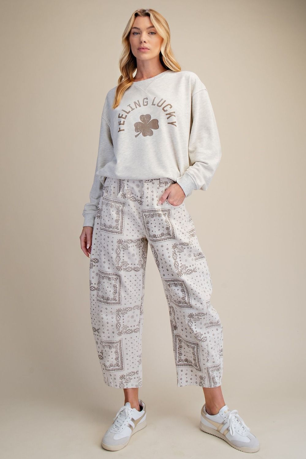 Bandana Print Barrel Pants