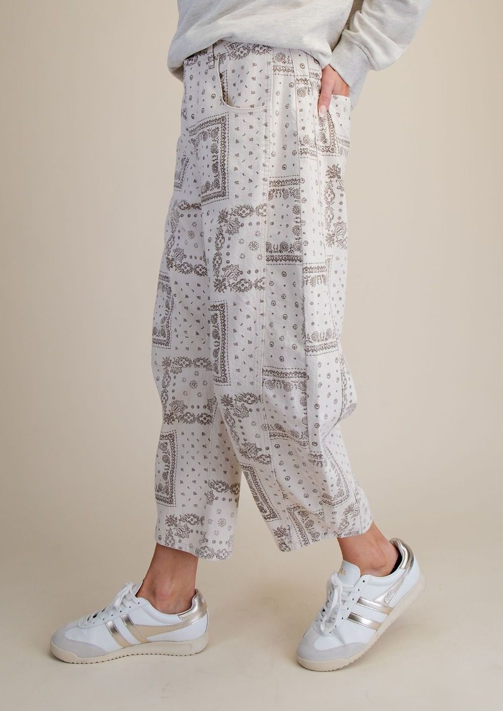 Bandana Print Barrel Pants