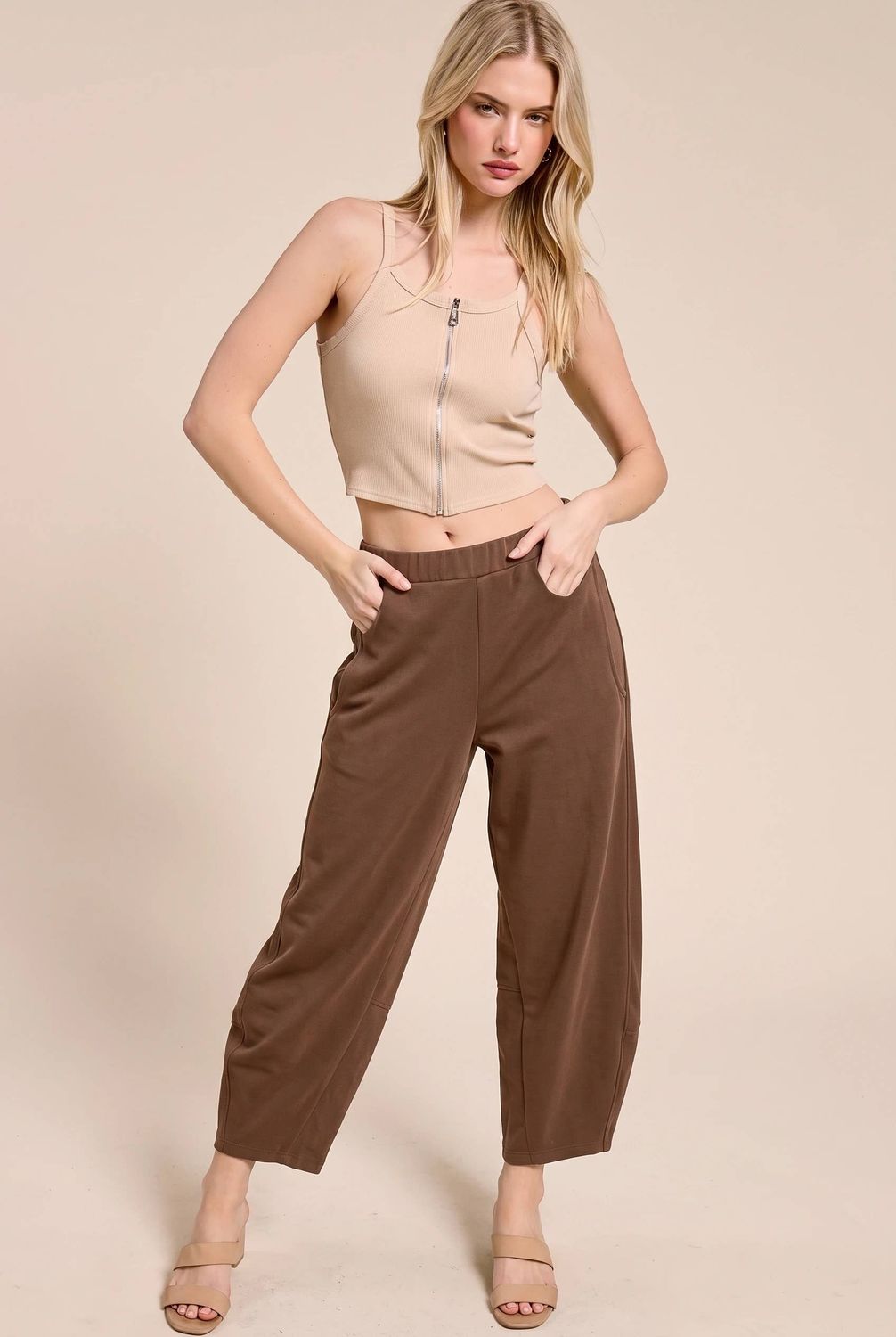 Scuba Barrel Pants, Color: Brown, Size: S