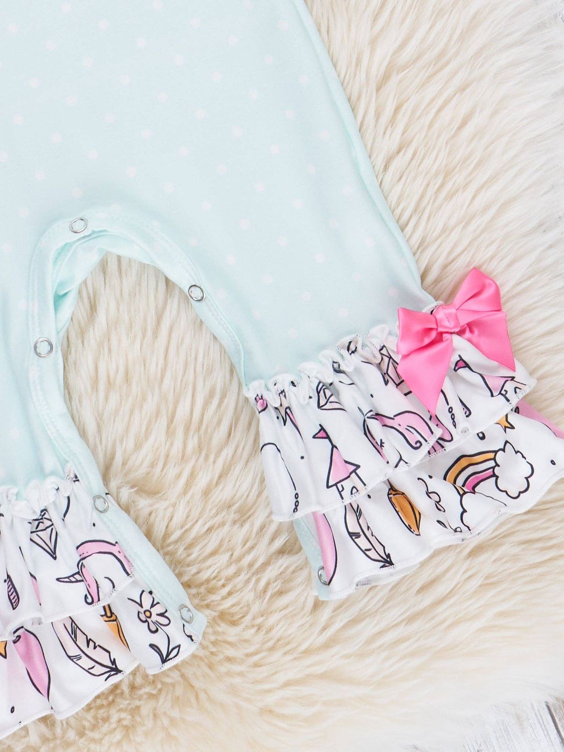 Pink &amp; Light Blue Princess Carriage Ruffle Romper