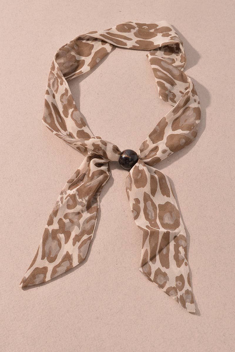Scarf Tie Necklace, Color: Leopard