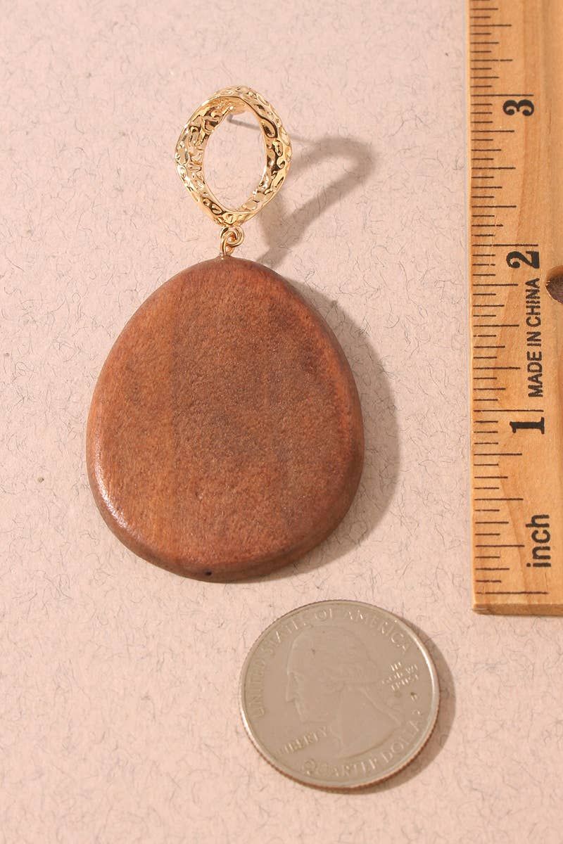 Wood Teardrop Statement Earrings