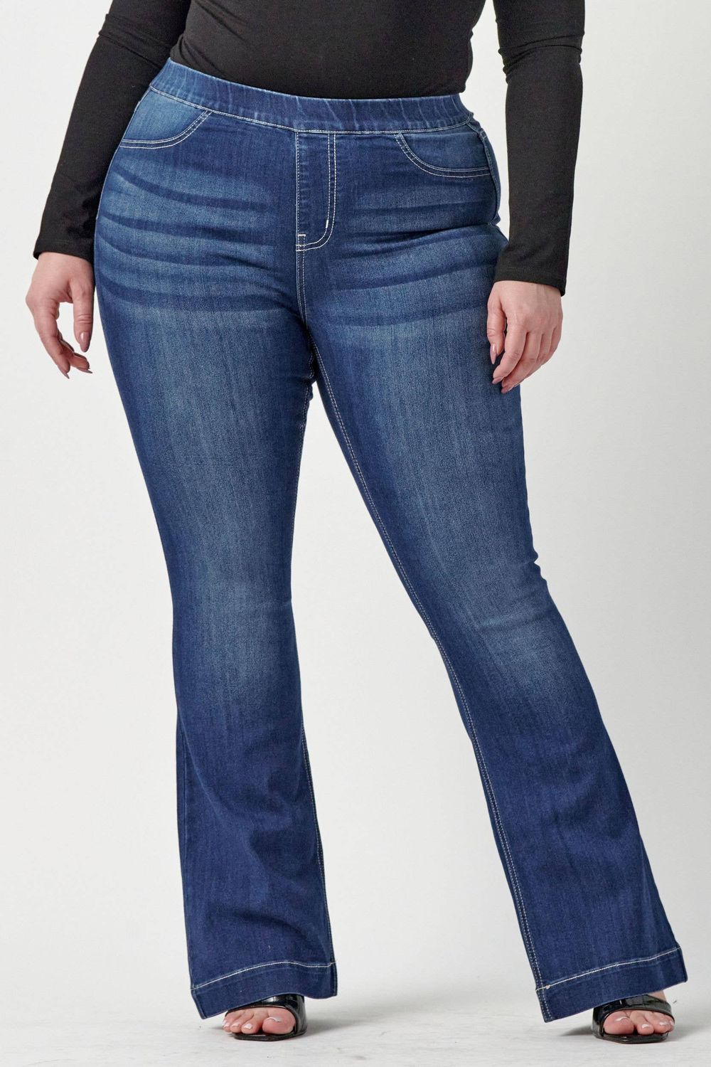 Plus Mid Rise Dark Flare Jegging [AB35324DKP]