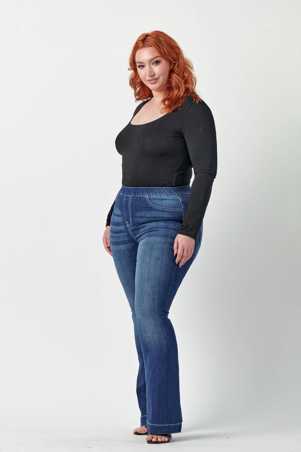 Plus Mid Rise Dark Flare Jegging [AB35324DKP]