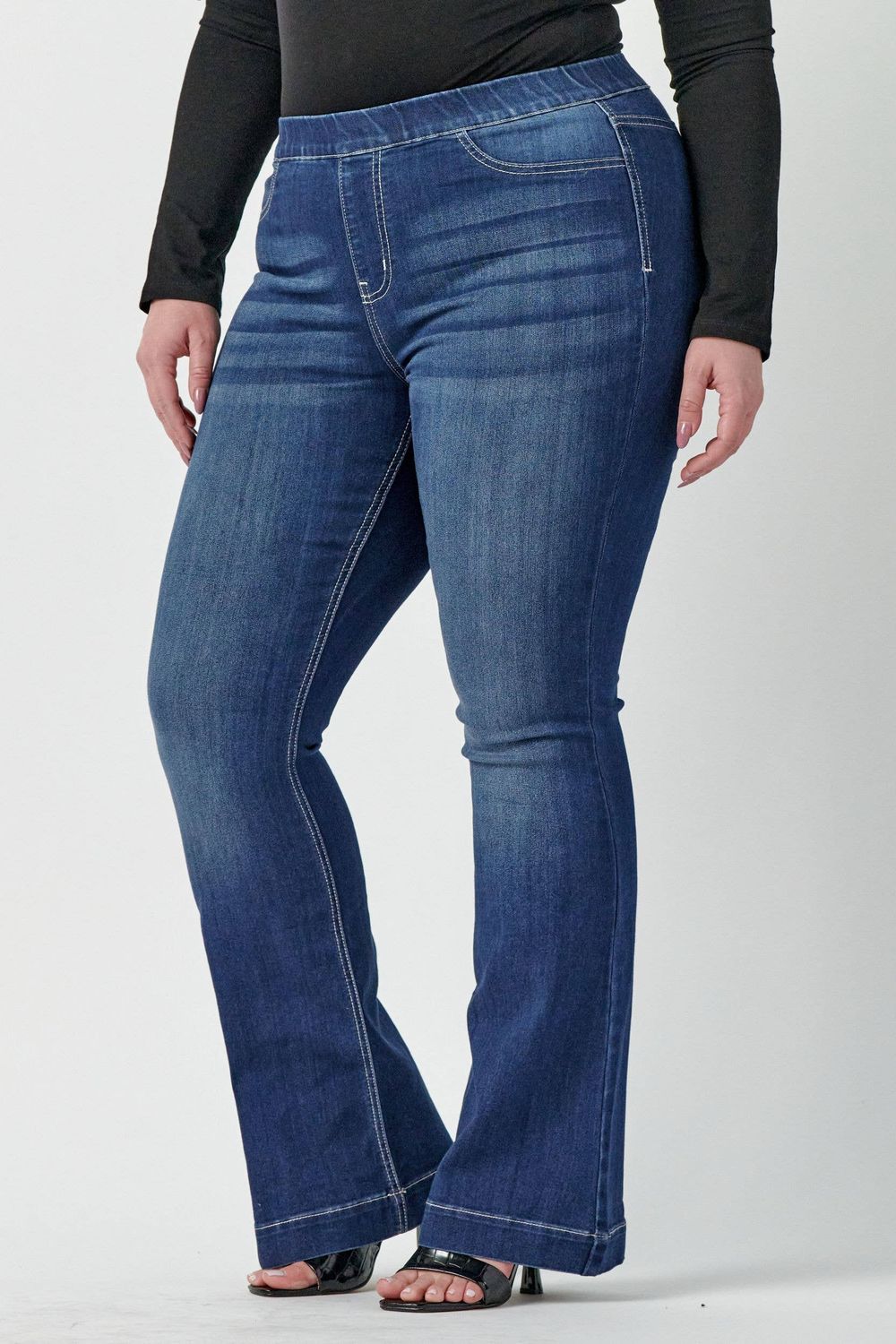 Plus Mid Rise Dark Flare Jegging [AB35324DKP]