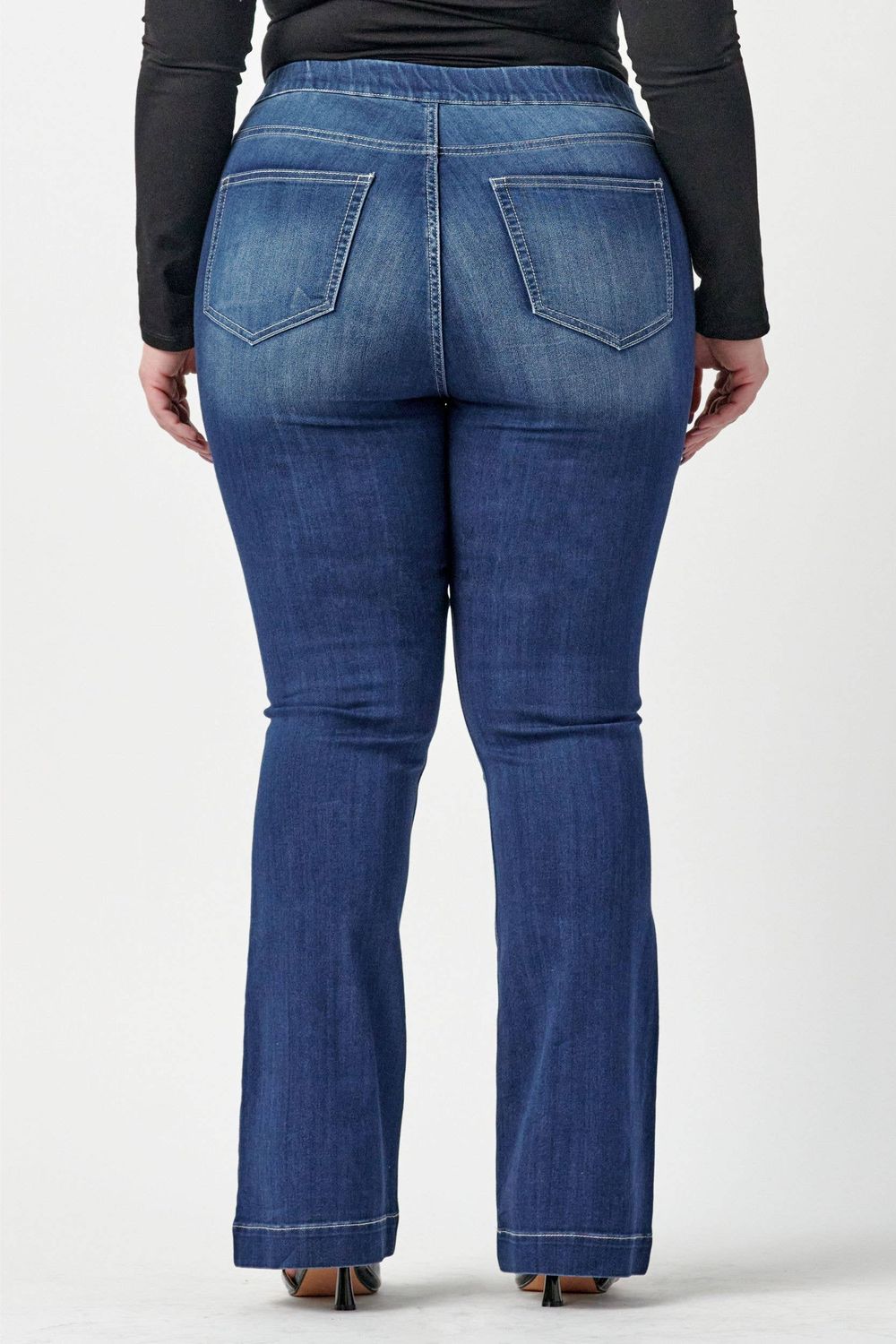 Plus Mid Rise Dark Flare Jegging [AB35324DKP]